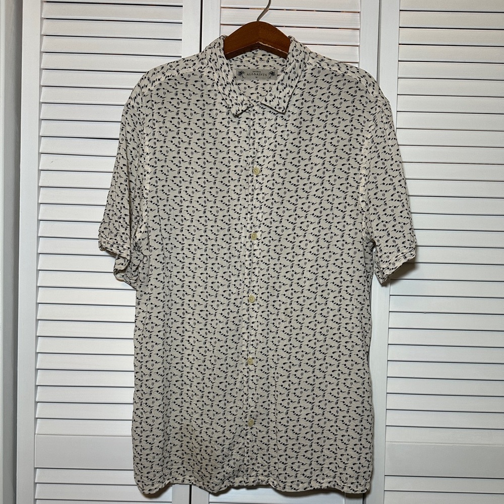 All Saints Black and White Casual Button Down Shirt